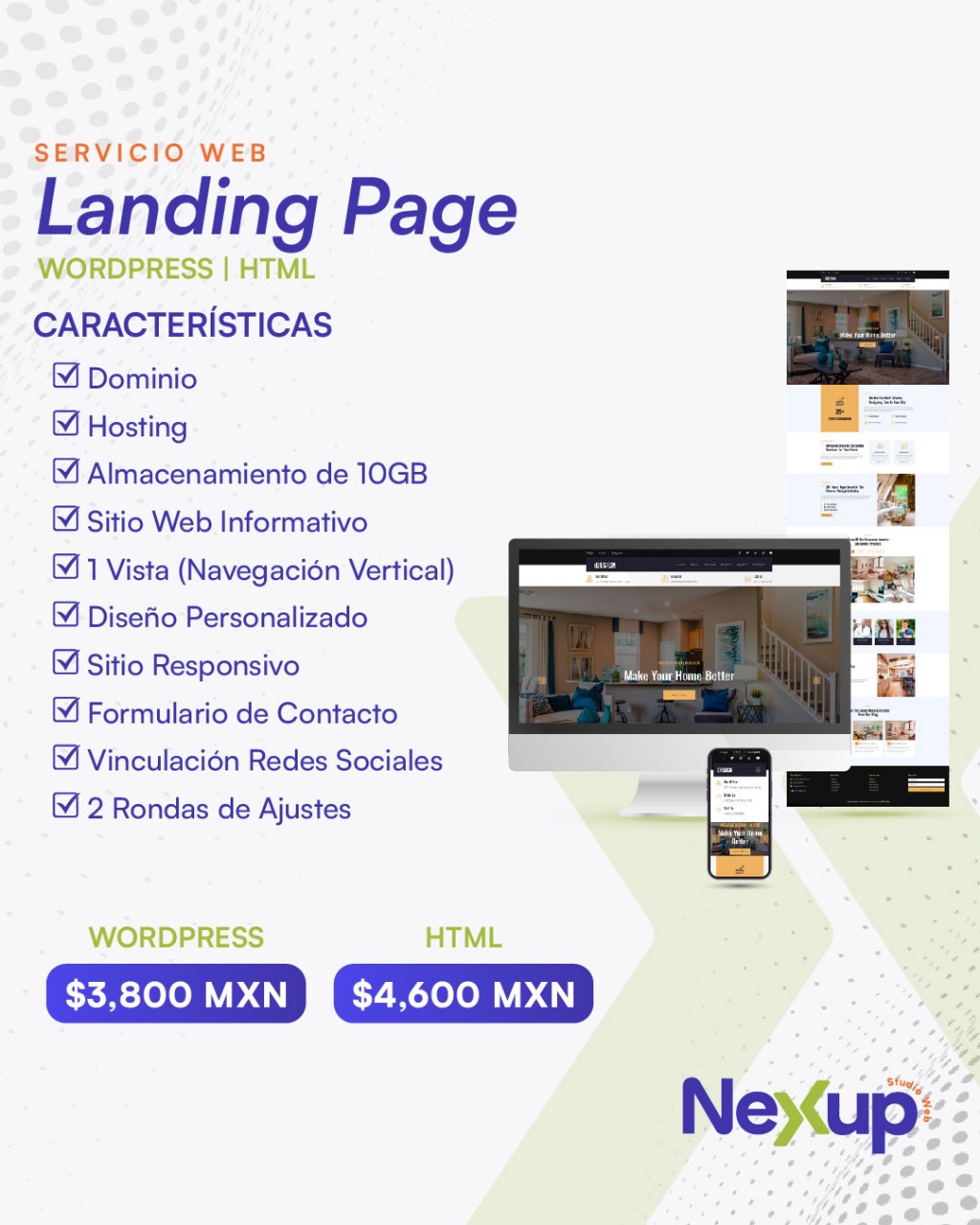 Paquete Landing Empresarial - Desarrollo Web Profesional Nexup Studio